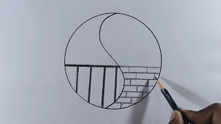 Circle drawing - easy Circle drawing - easy Circle scenery - drawing - round drawing - half Circle