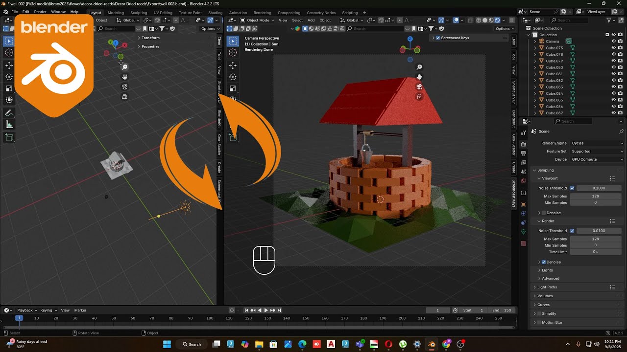 Making Lowpoly 3d Well in Blender 3d