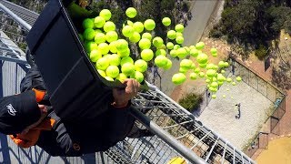 CATCHING 100 TENNIS BALLS from 45m TOWER!