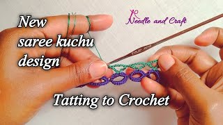 How to do Tatting saree kuchu design just with Crochet | Easy to work with beads | Needle and Craft