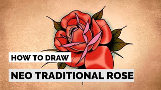 How to Draw Neo Traditional Rose | Tattoo Drawing Tutorial