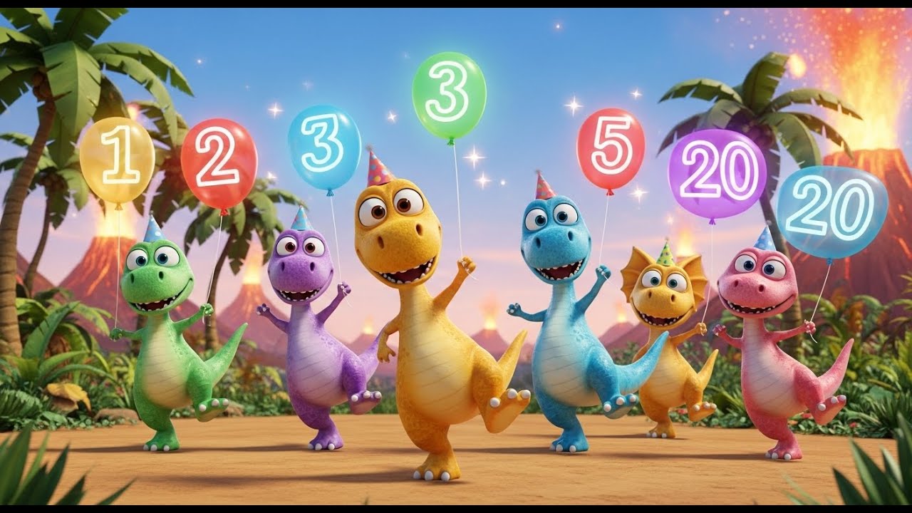 Del Uno al Veinte con Dinosaurios Bailarines 🦕🦖🎵 | Aprende 123 para Niños | Video Educativo