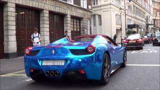 Blue chrome ferrari 458 spider in london