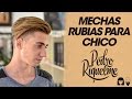 Mechas rubias para chico y corte degradado con tupé.