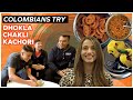 COLOMBIANS Try INDIAN SNACKS & SWEETS for the First Time | Kachori, Jalebi, Chakli & More