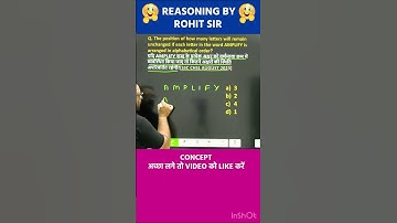 🔥ALPHABET TEST | REASONING BY ROHIT SIR | #shorts #ssc #exam #reasoning #radianmensa #tricks