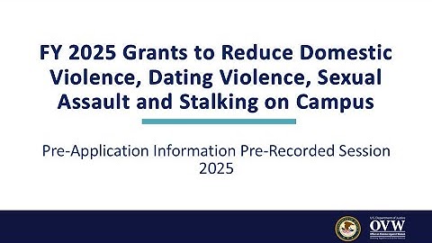 OVW Fiscal Year 2025 Campus Program Pre Application Information Session