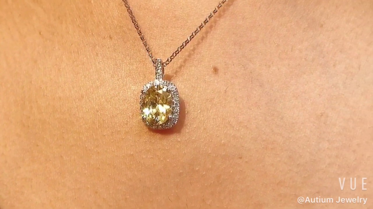 Nancy Fancy Yellow Diamond / Cubic Zirconia / Zircon, Halo Pendant, Si Dian Jin Set, 2019-50