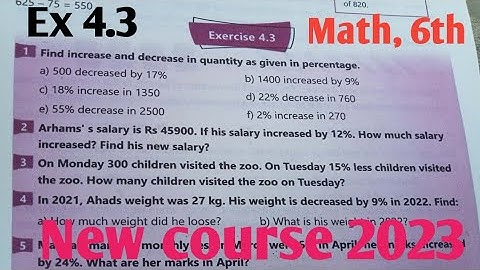 Exercise 4.3 Class 6 Math kpk and PTB new course 2023|Maths 6 Ex 4.3 new course ptb and kpk SNC