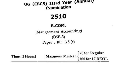 BCOM Mangement Accounting BC 3.5C Question paper || HPU Shimla || SPU Mandi