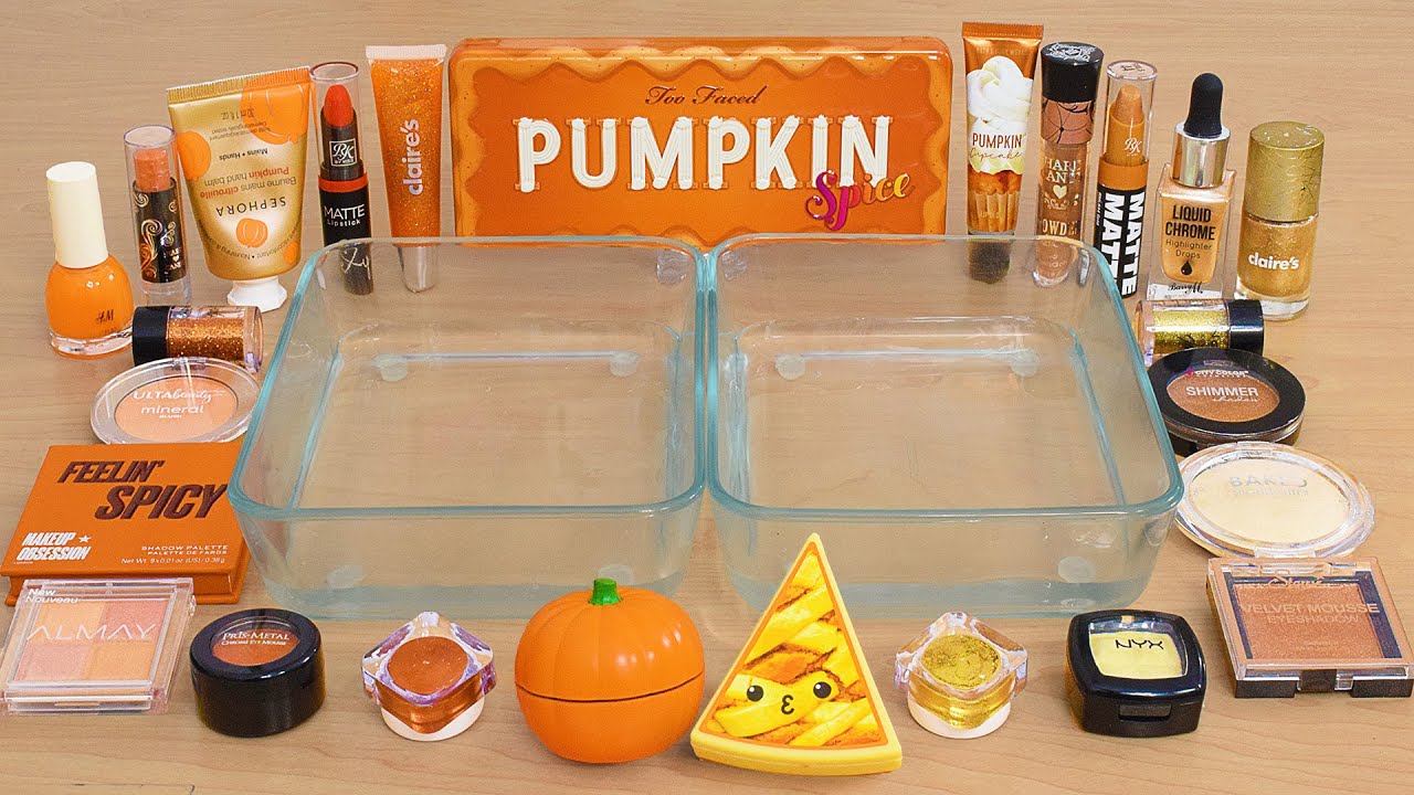 Pumpkin Pie - Mixing Makeup Eyeshadow Into Slime ASMR - Satisfying Slime Video