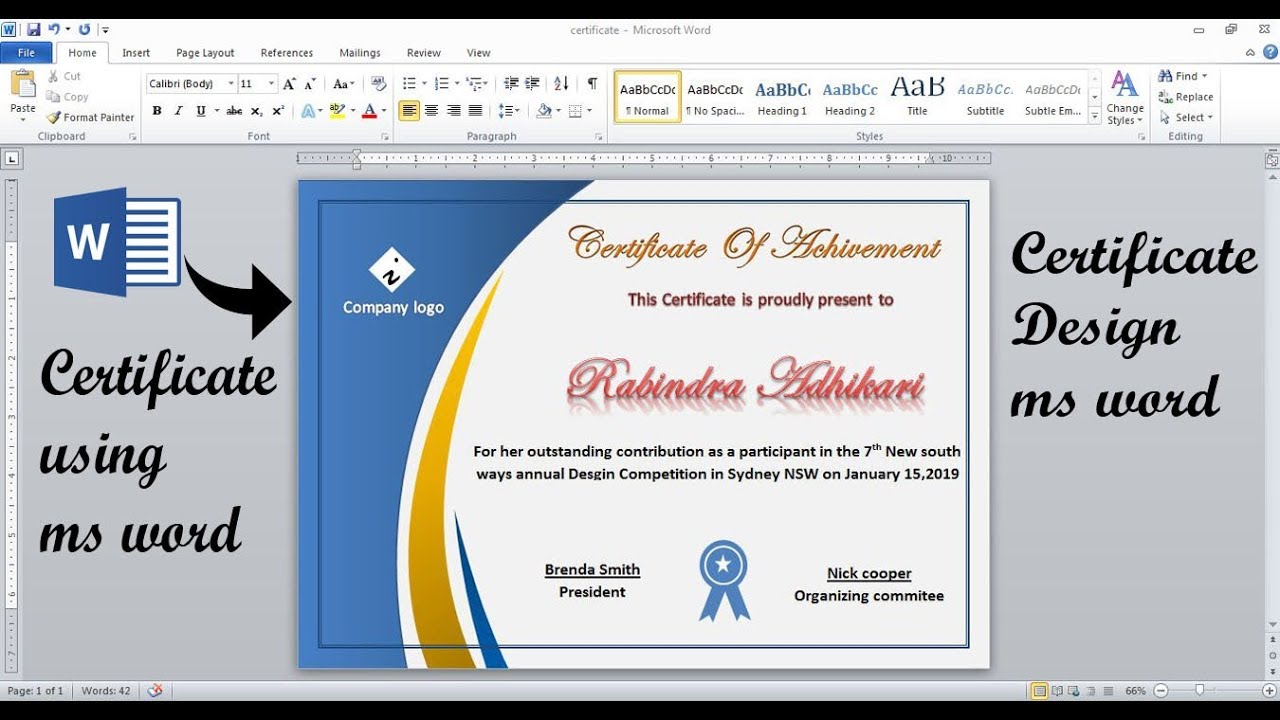 New model Certificate Design using ms word  make certificate design ms  word  Microsoft office 25 Intended For Award Certificate Templates Word 2007