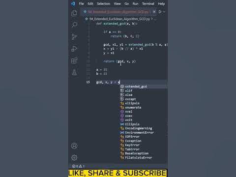Extended euclidean algorithm in python - YouTube