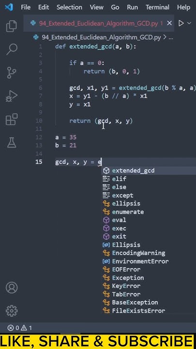 Extended euclidean algorithm in python - YouTube