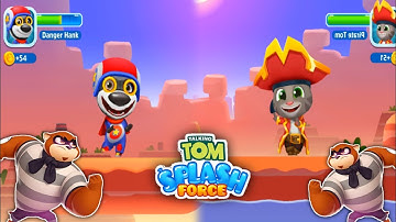 Talking Tom Splash Force - Danger Hank At Pirate Tom - Fights Roy Raccoon - Gameplay | Android iOS
