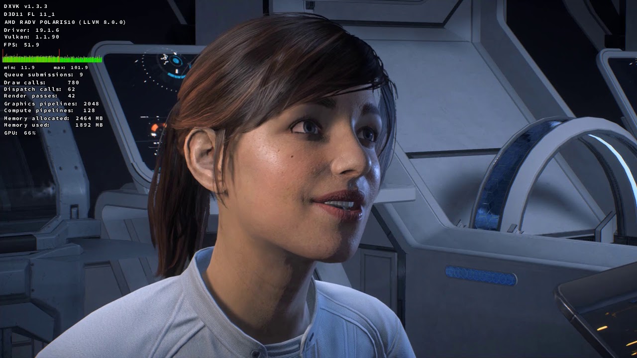 Mass Effect Andromeda - Lutris Origin Access Basic Fedora 30 [DXVK HUD]