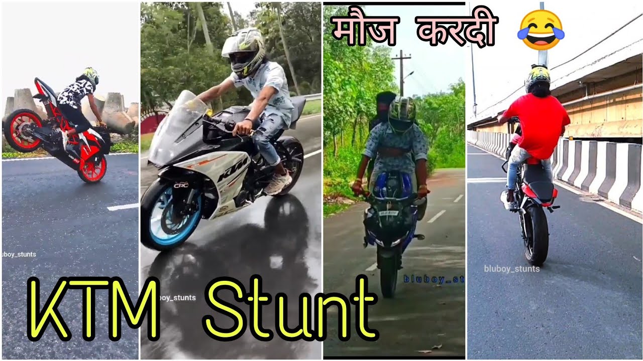 KTM Duke 390 Bs6 | Full stunt on road (ktm , pulsar, apache,duke, bullet) What's stunt status video