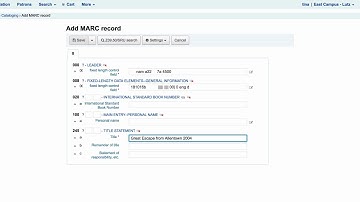 Fast Add Cataloging in Koha