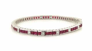 Natural Ruby 5.70 carats set in 18K White Gold Bracelet with 0.50 carats Diamonds SKU 4132