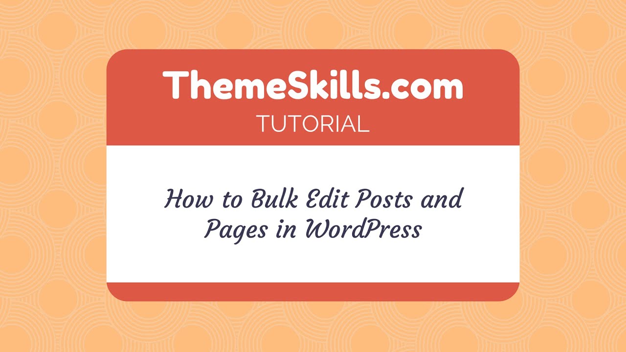 How to Bulk Edit Posts and Pages in WordPress - YouTube