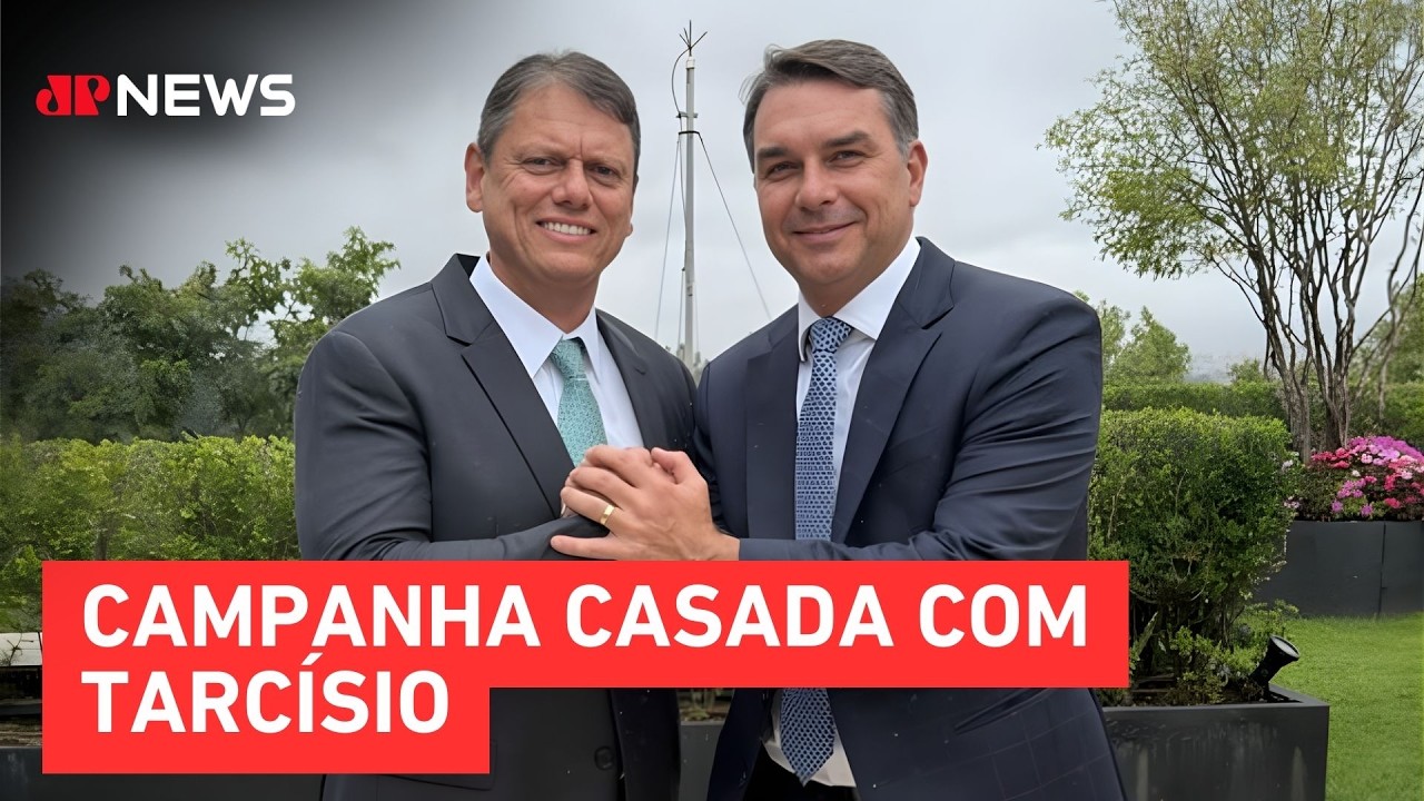 Tarcísio de Freitas e Flávio Bolsonaro se reúnem em SP para definir palanque | TEMPO REAL