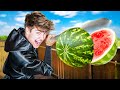 We tried fruit ninja in real life  challenge