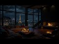 NO ADS Cozy Paris Apartment In The Rain Relaxing Fireplace City Rain Sounds For Sleeping 