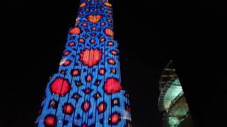 Burj Khalifa LED Lighting show at night 2017