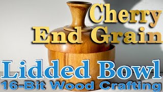 Wood turning a beautiful end grain cherry bowl with a lid and amazing grain #woodworking #how #wood