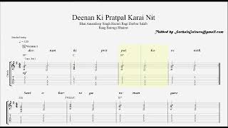 Raag Bairagi Bhairav - Deenan Ki Pratpal Karai Nit Guitar Lesson (chords, notes, fingerstyle)