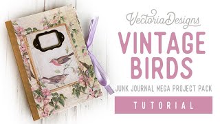 Vintage Birds Mega Project Pack | TUTORIAL | Hard Cover Junk Journal | Hidden Spine | Envelope Book