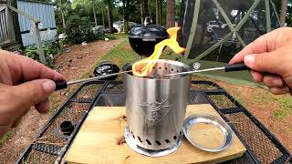 YEFU Tabletop Fire Pit , Low Smoke Camping Stove for Outdoor & Patio, Fueled by Pellets or Wood,