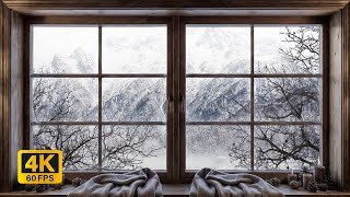 4K Alpine Lake Cabin Winter View - Snow & Mountain Ambience in the Bavarian Alps