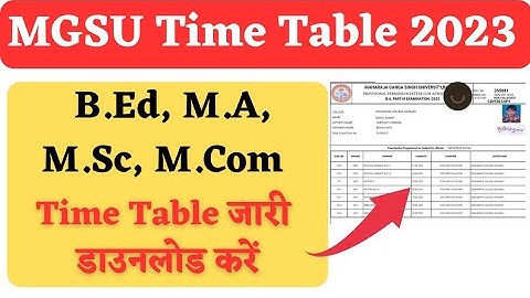MGSU M.A, M.Sc, M.Com, B.Ed Time Table 2023 PDF Download | Mgsu PG Time Table Declared 2023