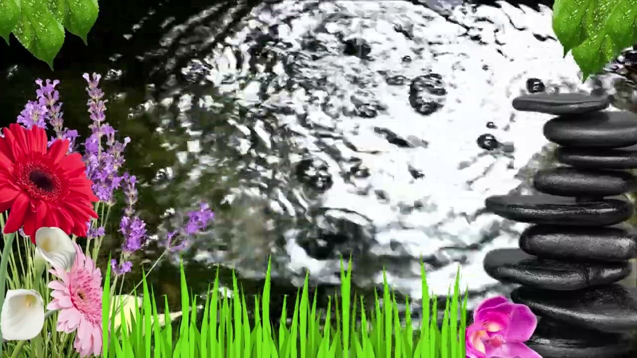 Nature Water Fountain Jungle Birdsongs and Calm Piano Relaxing Music