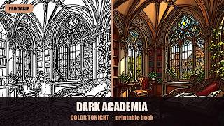 🌿 Relaxing Dark Academia Coloring Book | 30 Pages for Stress Relief | ASMR No Talking