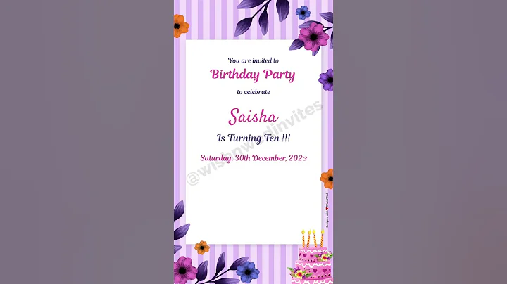 Birthday Invitation Video Template | Diy birthday invitation | Invitation Template - WishNWed