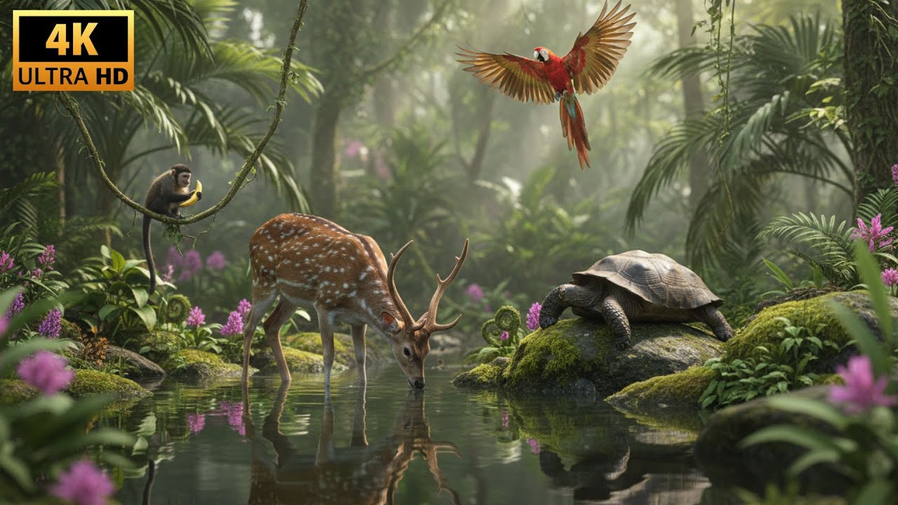 Animal Kingdom 4K - Peaceful Wildlife and Stunning Landscapes with Relaxing Music