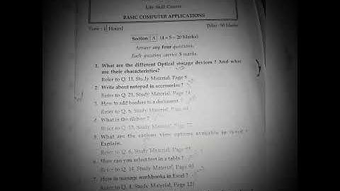 basic computer applications degree first year model paper