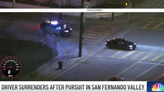Suspect arrested after leading police on high-speed chase in San Fernando Valley