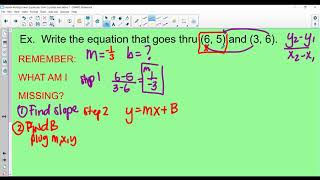 Writing Equations Slope Intercept Form with Two Points