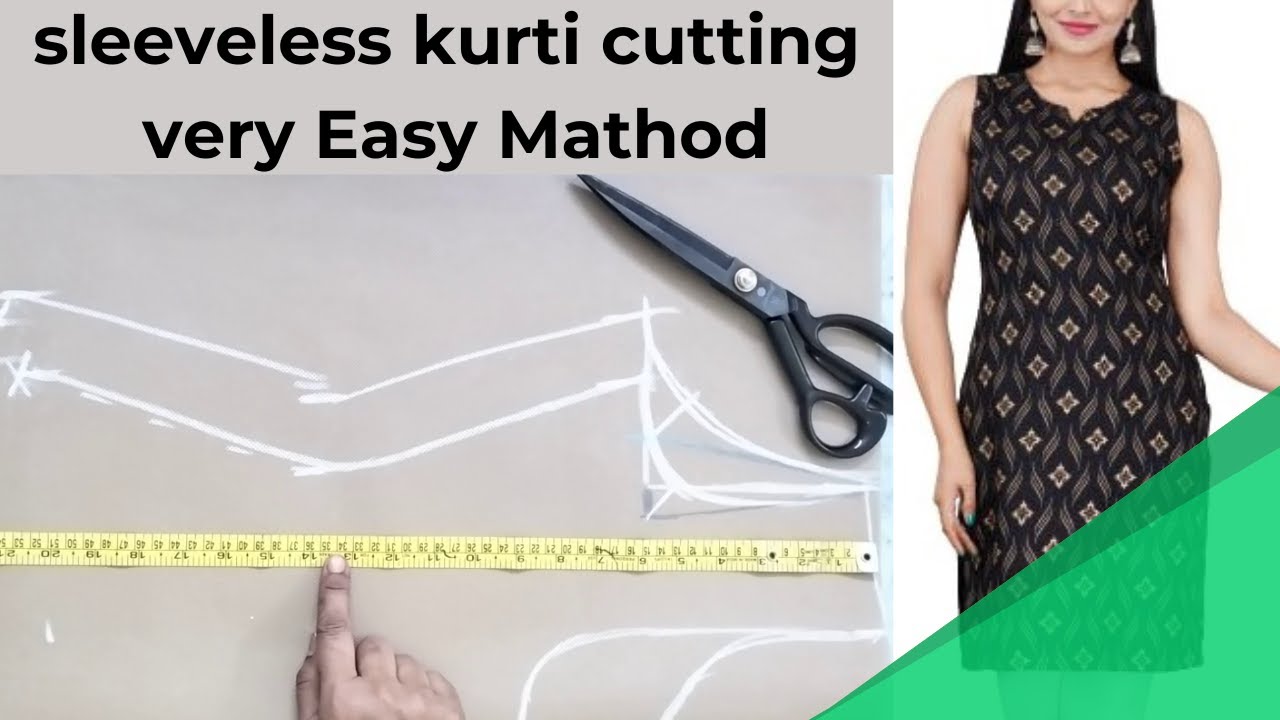 बिना आस्तीन की  कुर्ती काटने का बहुत ही आसान तरीका | sleeveless kurti cutting in hindi