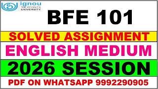 BFE 101 solved assignment 2026 in English || bfe 101 solved assignment 2026 || ignou bfe101 2026