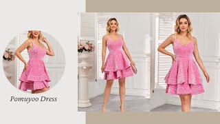 POMUYOO | Lovely Pink Homecoming Party Dress #style #dress #homecomingdresses