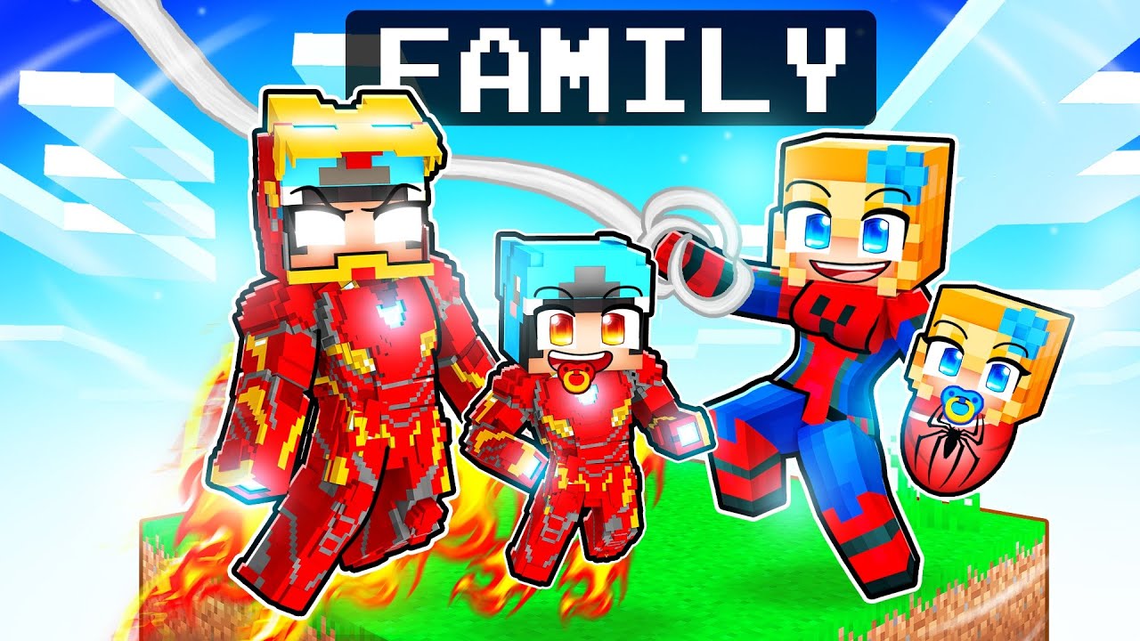 Having a SUPERHERO FAMILY in Minecraft!
