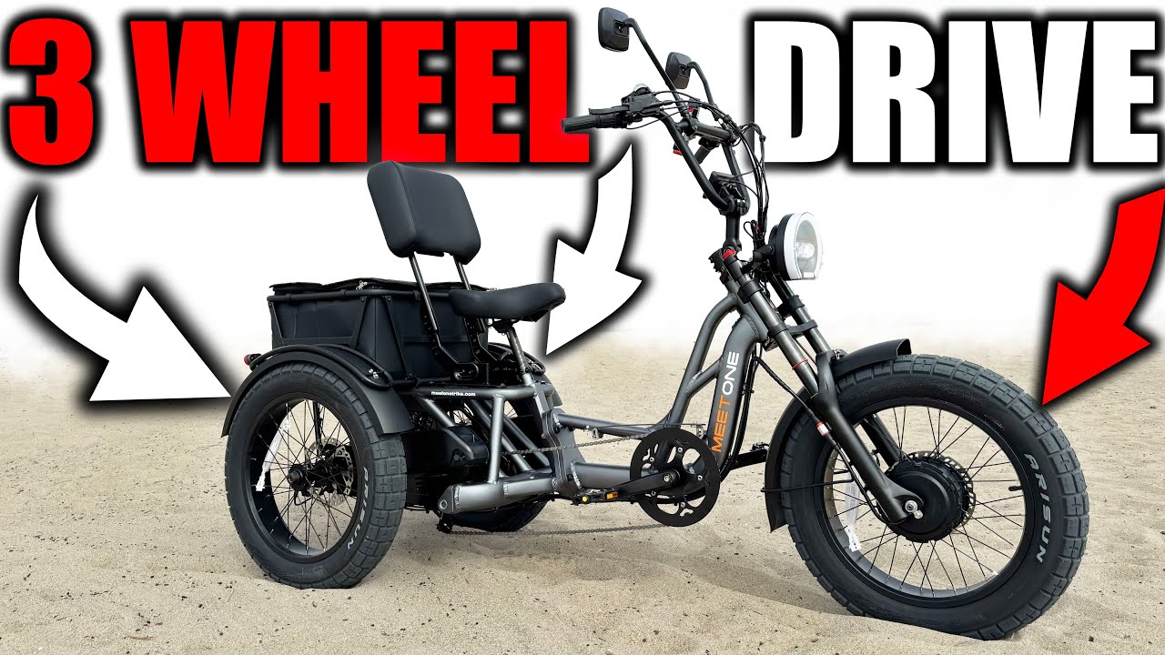 3 wheel bicycle with electric motor T300 Adult Trike Bike 1200W High-Power & 624Wh Removable Battery 18x3.0 Fat Tire Foldable 3-Wheel E-Bike Step-Thru Design, Up to 65 Miles, 18MPH Assisted Pedalling Black : Sports & Wheel E Dual-Battery Electric Trike with Passenger