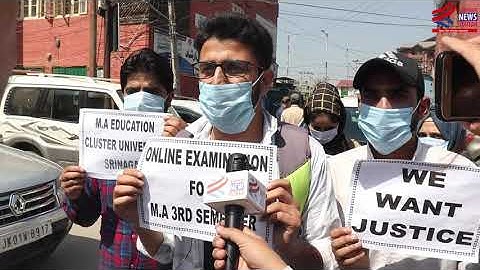 Students of Cluster University of Kashmir Stage protest at press enclave Srinagar