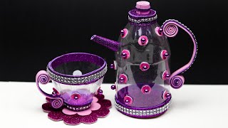 DIY Beautiful Tea Flask & Cup making Idea Using Plastic Bottle | Kreative Crafts