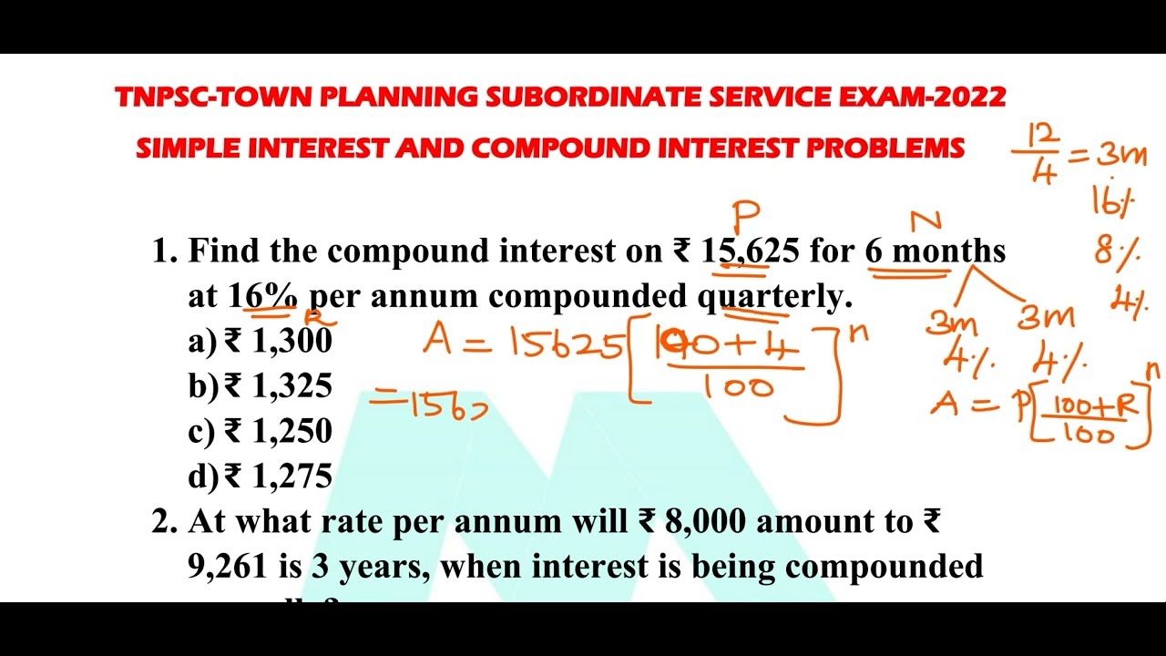 TNPSC-GS 2022 SIMPLE INTEREST & COMPOUND INTEREST QUESTIONS