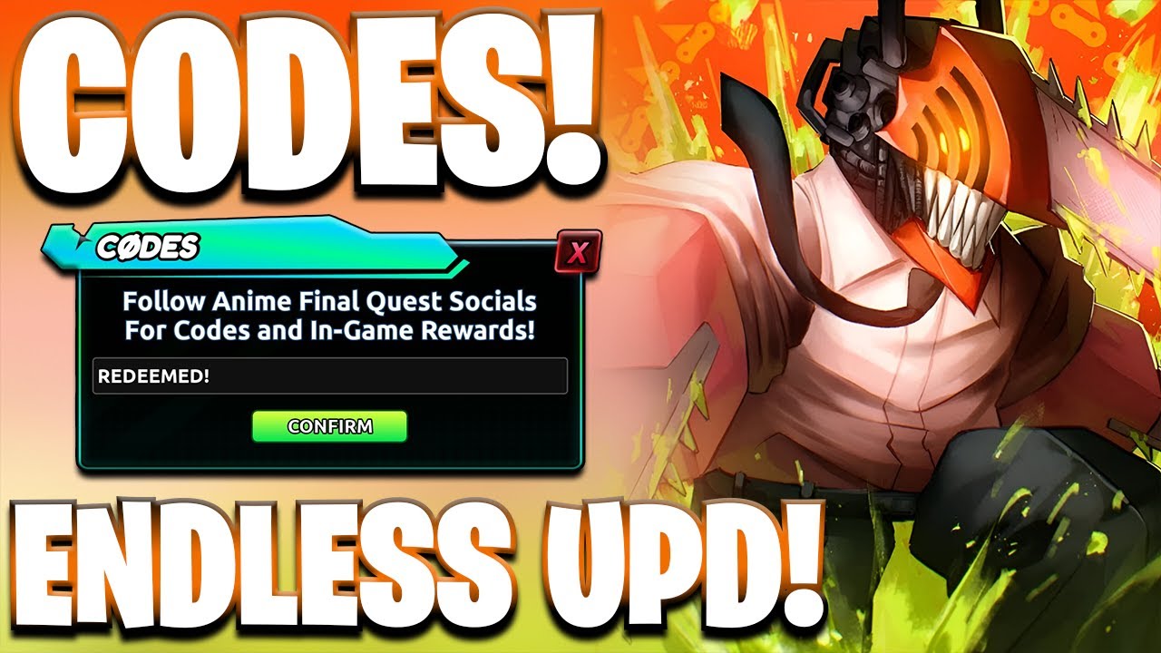 *БЕСКОНЕЧНЫЕ* НОВЫЕ БЕСКОНЕЧНЫЕ КОДЫ ОБНОВЛЕНИЯ ДЛЯ ANIME FINAL QUEST! КОДЫ ДЛЯ ANIME FINAL QUEST...